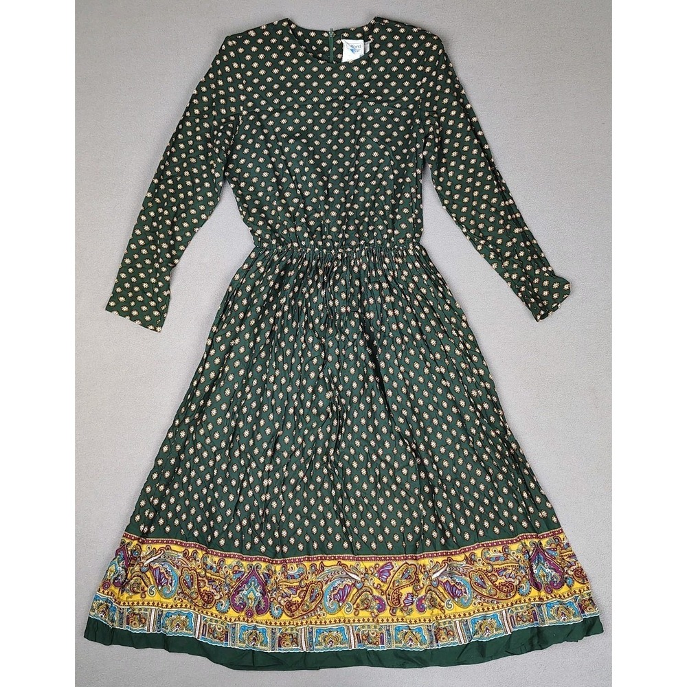 Vintage Bedford Fair Dress Sz *8 A-Line Paisley Cottagecore Prairie Country USA